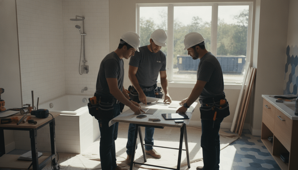 Bathroom remodeling project planning and construction